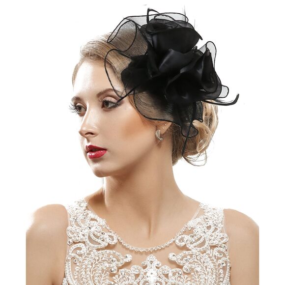 1243 Derby Hat For Women 20s 50s Vintage Fascinator With Headband And Clip main image 7